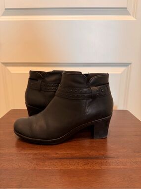Clarks Black Leather Studded Ankle Boots
